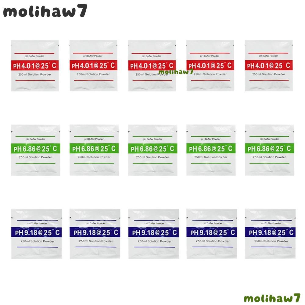 MOLIH 15 ชิ้น PH Meter Calibration Solution Powder, PH 4.01 PH 6.86 PH Buffer Solution Powder, จุดสอ