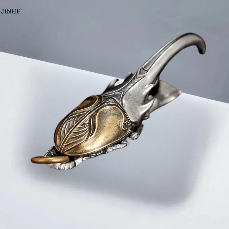 JINHF Vintage Beetle พวงกุญแจที่เปิดขวดโลหะ Intricate Wing Design ทนทานพวงกุญแจสําหรับผู้ชาย Metalli