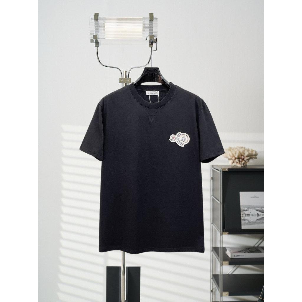 Moncler/Moncler/2026 คลาสสิกรอบคอแขนสั้นเสื้อยืดผู้ชายผู้หญิงสไตล์หลวมผ้าฝ้าย 100% ที่กําหนดเอง Brea