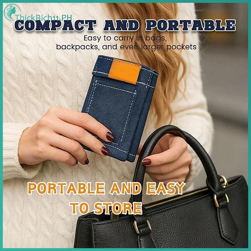 ThickRich Poet Pants Mini Jeans Wallet, Jean Wallet, Cute Folding Denim Coin Purse Small Card Holder