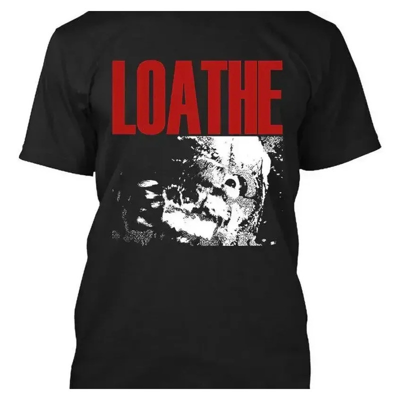 เสื้อยืดดีไซน์หัวกะโหลกศิลปะเพลงหนักภาษาอังกฤษ Loathe