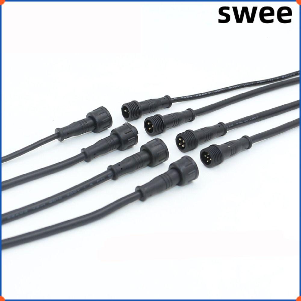 SWEE 2Pin 3Pin 4Pin แจ็ค, 2Pin 3Pin 4Pin สายสีดําชายหญิง LED Connector, IP67 20 ซม.สาย LED Connector