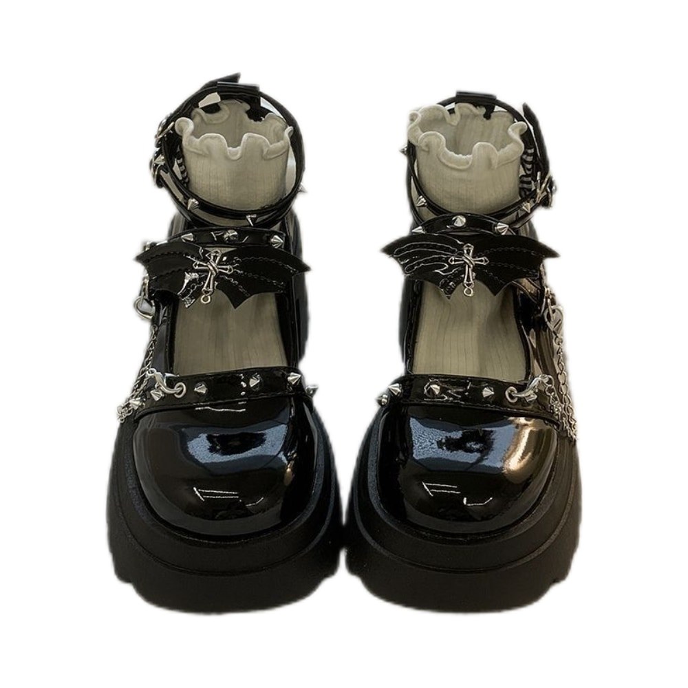 Hot Girl Dark Series Bat y2k Asian Culture Lolita Shoes#辣妹暗黑系蝙蝠y2k亚文化Lolita单鞋