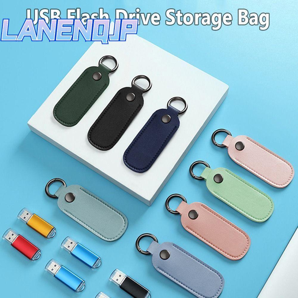 LANENQJP U Disk Pouch Leather Pendrive Holder USB แฟลชไดรฟ์