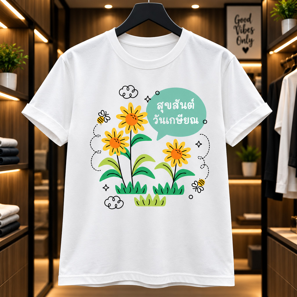 เสื้อยืดเกษียณ เสื้องานเกษียณ สุขสันต์วันเกษียณ สีสดใส สวมใส่สบาย ไม่ย้วย คอกลม