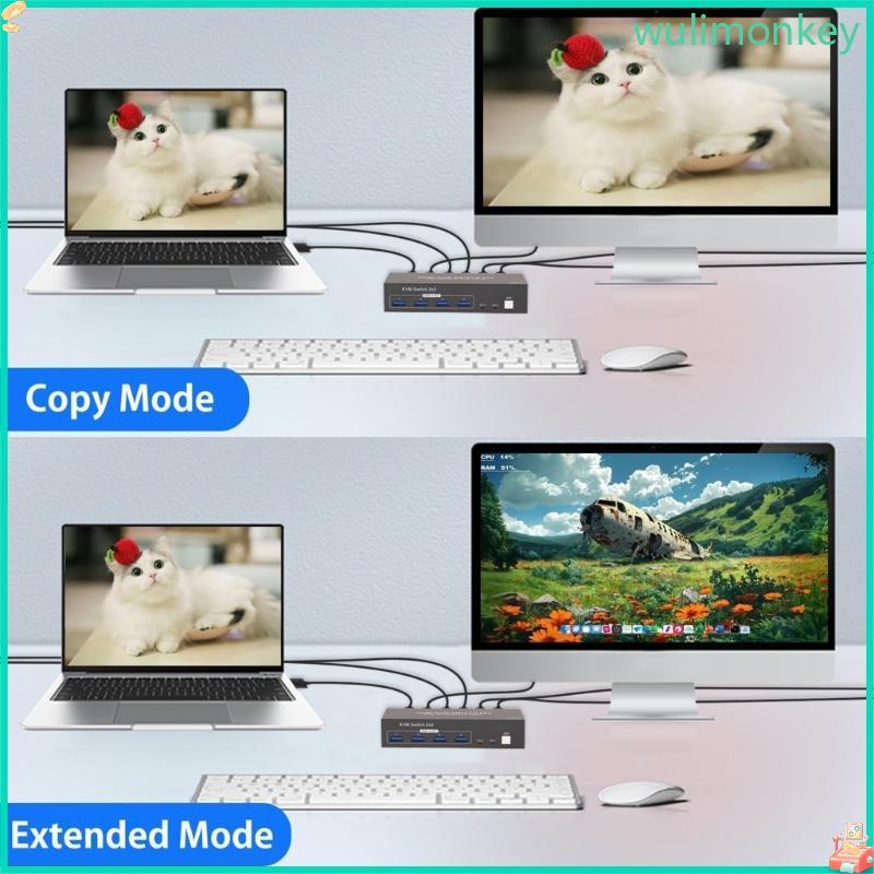 WU 2 คอมพิวเตอร์ KVM Switches HDTV Input Output Double Display Dock USB3 0 รองรับ
