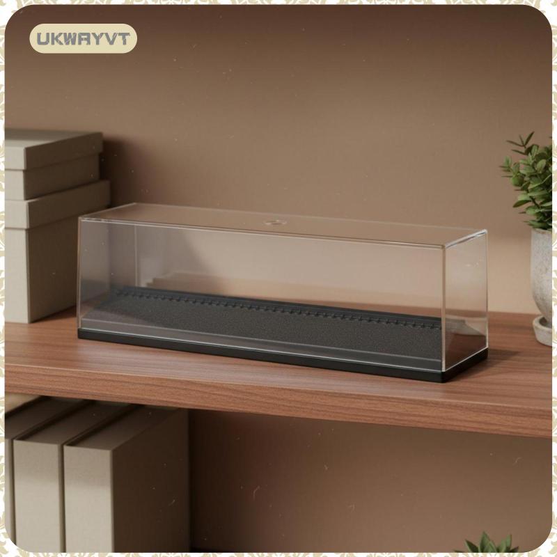 [ukwryvt] N-Scale Train Display Case ฐานสีดํารุ่นรถไฟแสดงกรณีอะคริลิคกล่องรุ่นฝาครอบใสสะสมเก็บรูปสี่