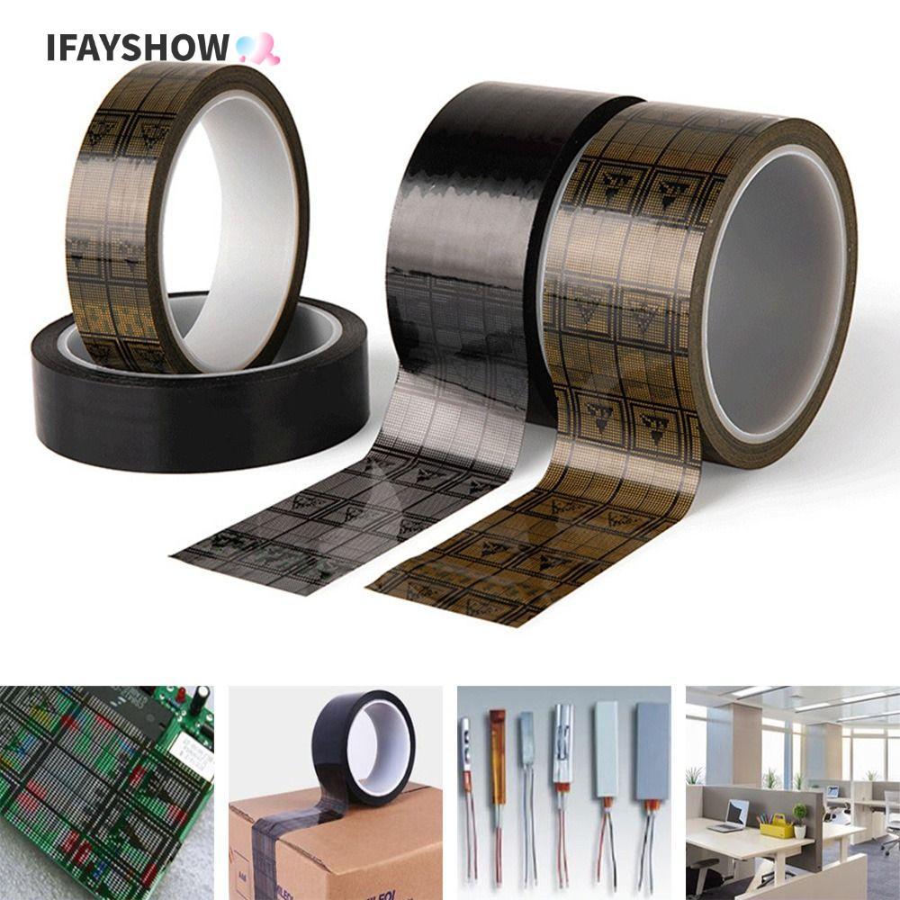 IFAYSHOW Grid เทปป้องกันไฟฟ้าสถิตฟิล์มสีดําเทป ESD กันน้ําไฟฟ้า
