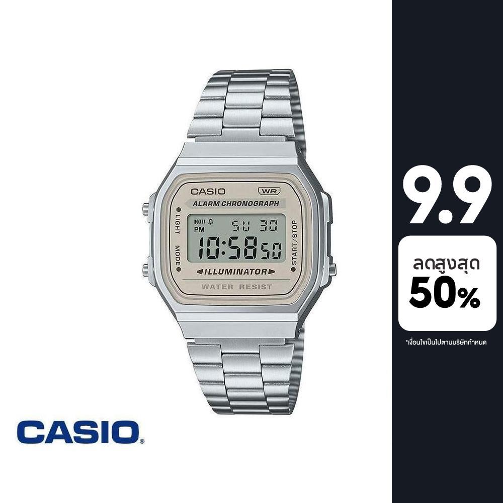 CASIO นาฬิกาข้อมือ CASIO รุ่น A168WA-8AYDF วัสดุสเตนเลสสตีล สีขาวครีม