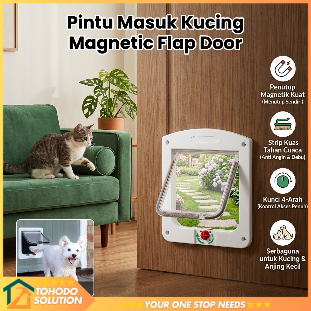 TRICAT Magnetic Flap Door 4 Way Lock Pet Door - TR4