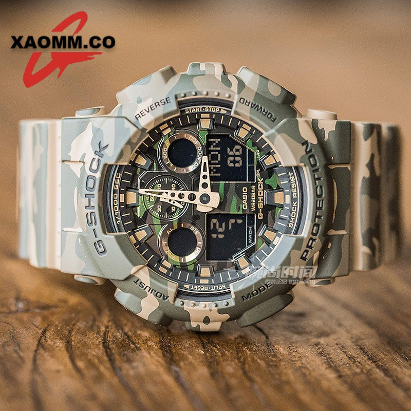 QIXIAO G-Shock ga100 นาฬิกาผู้ชายกองทัพสีเขียวกีฬานาฬิกา GA-100CM-5A ชั่วโมง