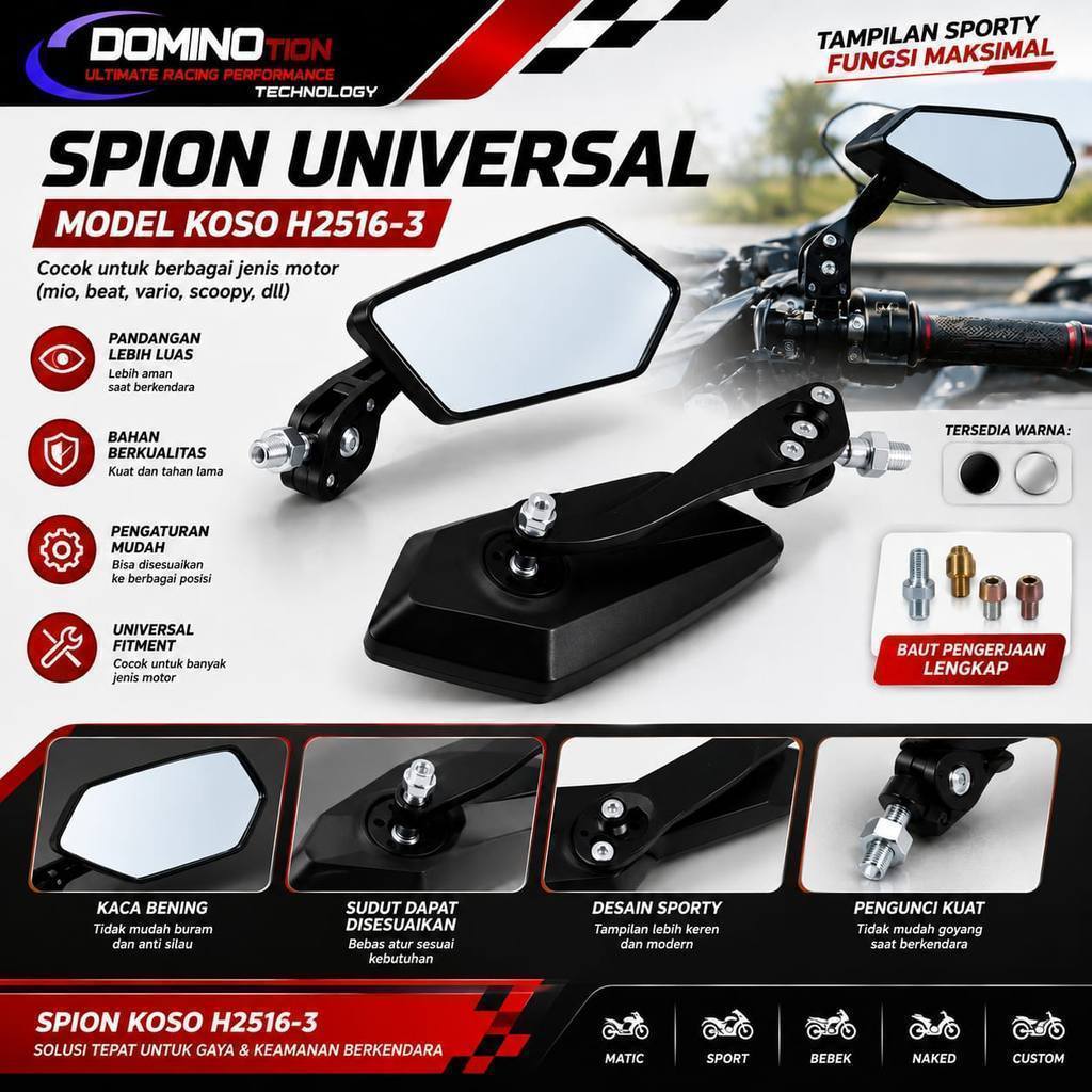 KOSO DOMINOTION FULL CNC SPION KOSO VARIATION ฟรี 3 DOMINOTION BOLTS UNIVERSAL สําหรับรถจักรยานยนต์ท