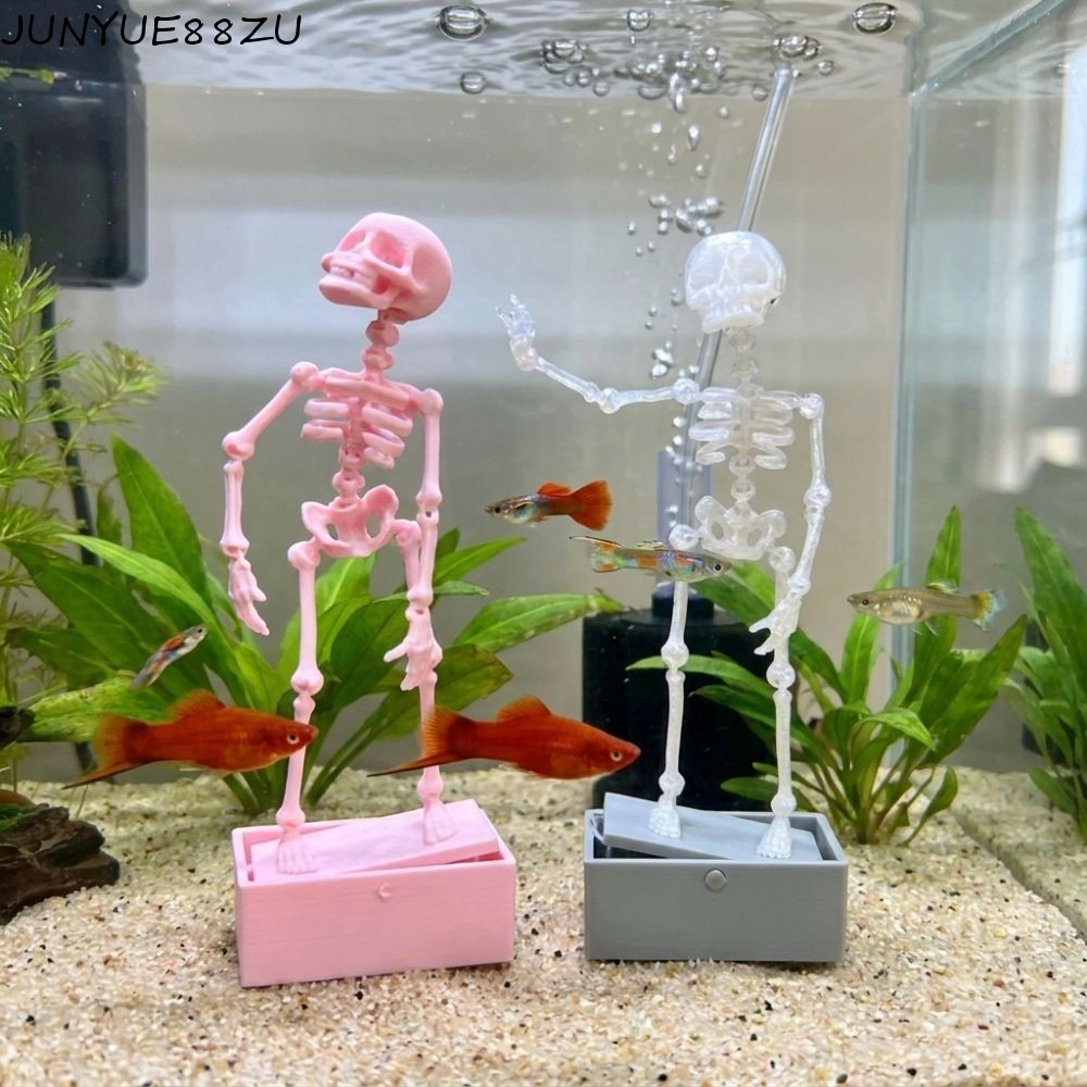 JUNYUE88ZU ถังปลาเต้นรํา Skull เครื่องประดับ, 3D พิมพ์ Air Driven เต้นรําโครงกระดูก Aquarium Bubbler