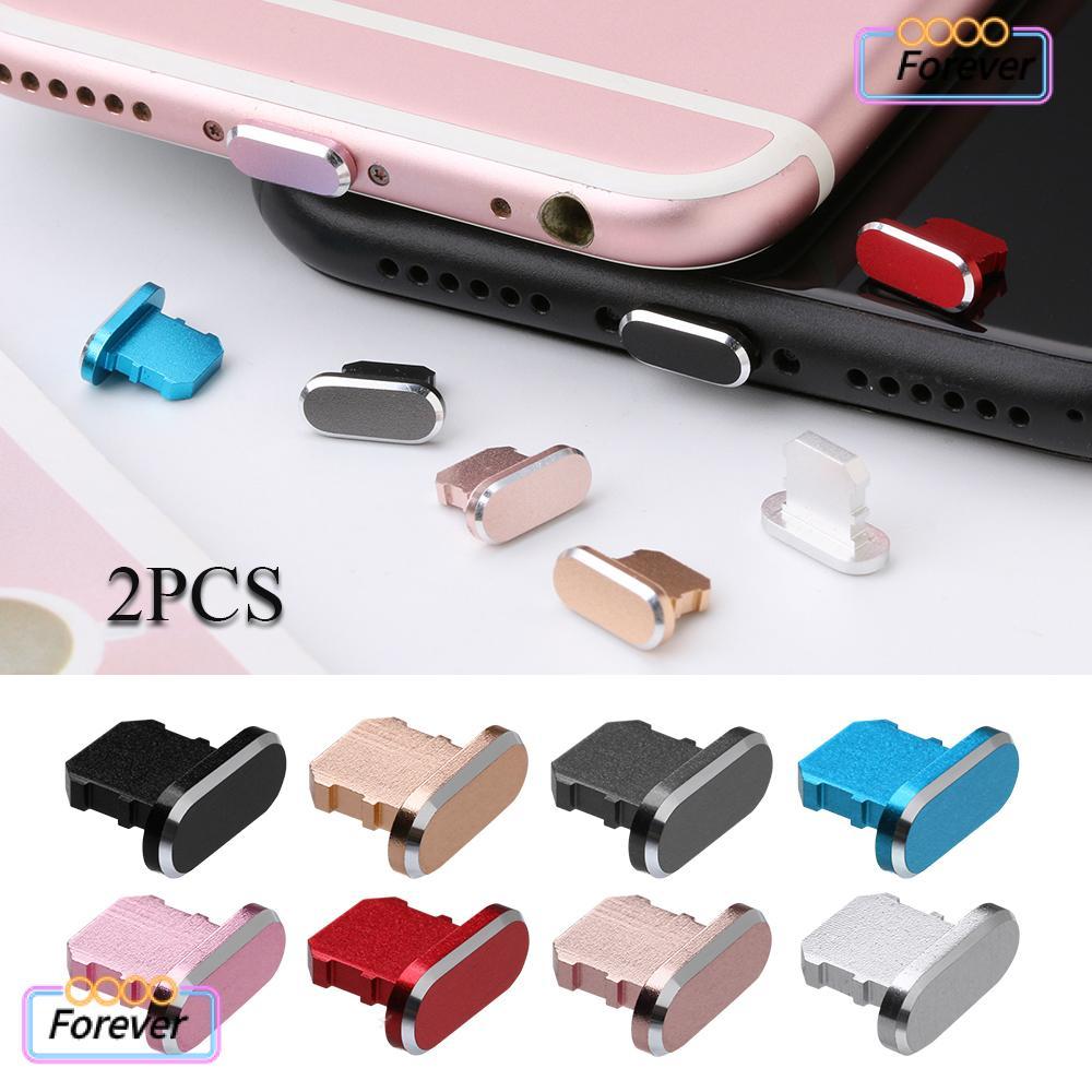 FOREVER 2pcs Anti Dust Plug ทนทานกันฝุ่นอลูมิเนียมโลหะ Stopper สําหรับ iP 13 12 11 Max X XR Max 8 7 