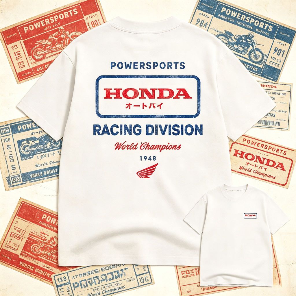 เสื้อยืด Honda Racing Division 100%ผ้าฝ้าย ยูนิเซ็กซ์ สวมใส่สบาย เหมาะคนชอบเสื้อย้อนยุคมอเตอร์ไซค์ประจำวัน S-5XL