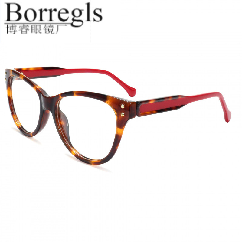 Luxury Designer Tortoiseshell ชั้นความดันกรอบแว่นตาสีแดง Acetate Fiber Cat Eye แว่นตาแหล่ง VZ50268AM
