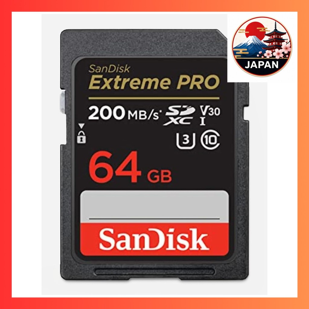 [Directly from Japan]SanDisk 64GB Extreme PRO SDXC Card, SD Card, V30 Memory Card, 4K UHD, Up to 200