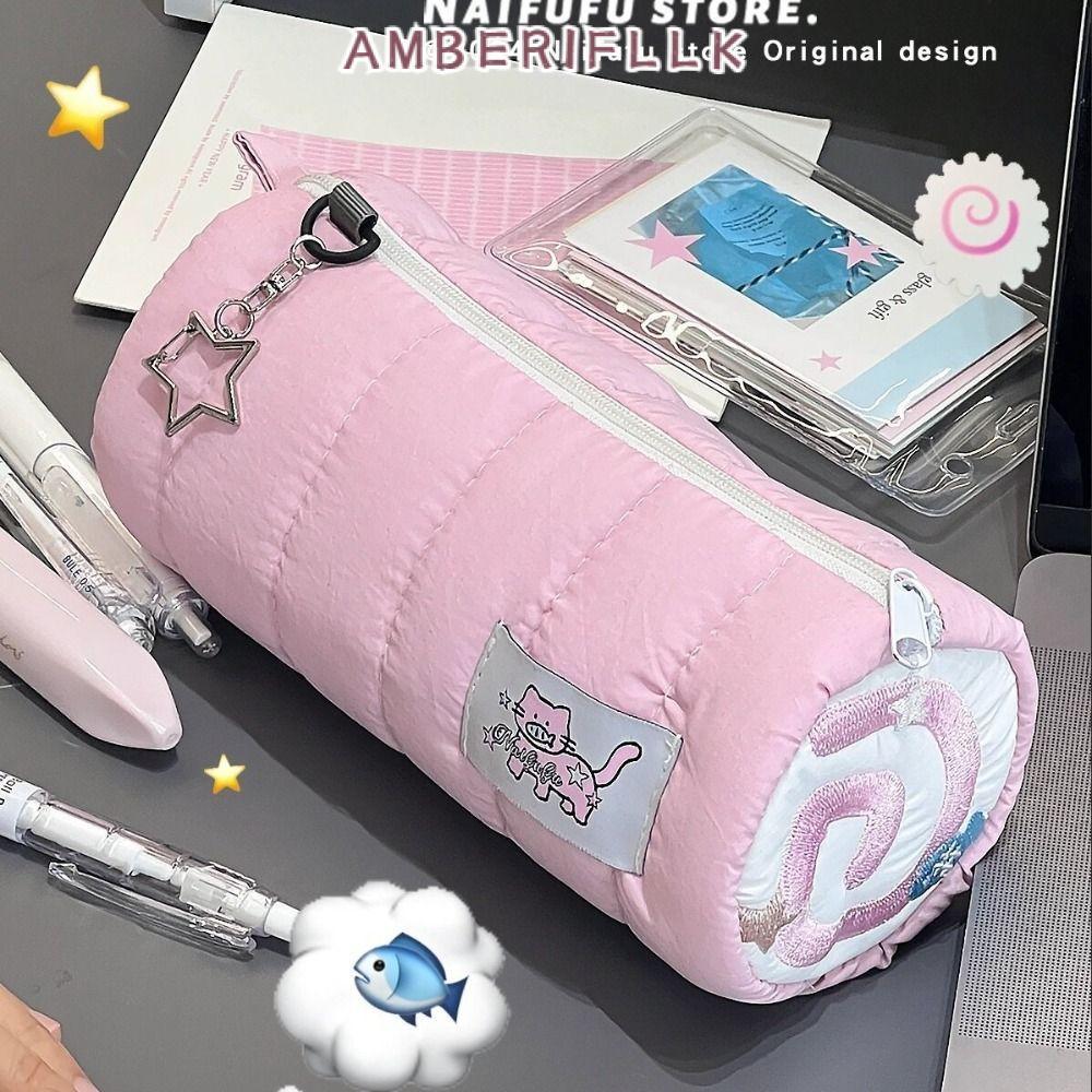 AMBER1FLLK Pencil , Soft Touch กระเป๋าปากกาความจุขนาดใหญ่, การ์ตูนสีชมพูเครื่องเขียน Organizer Boys/