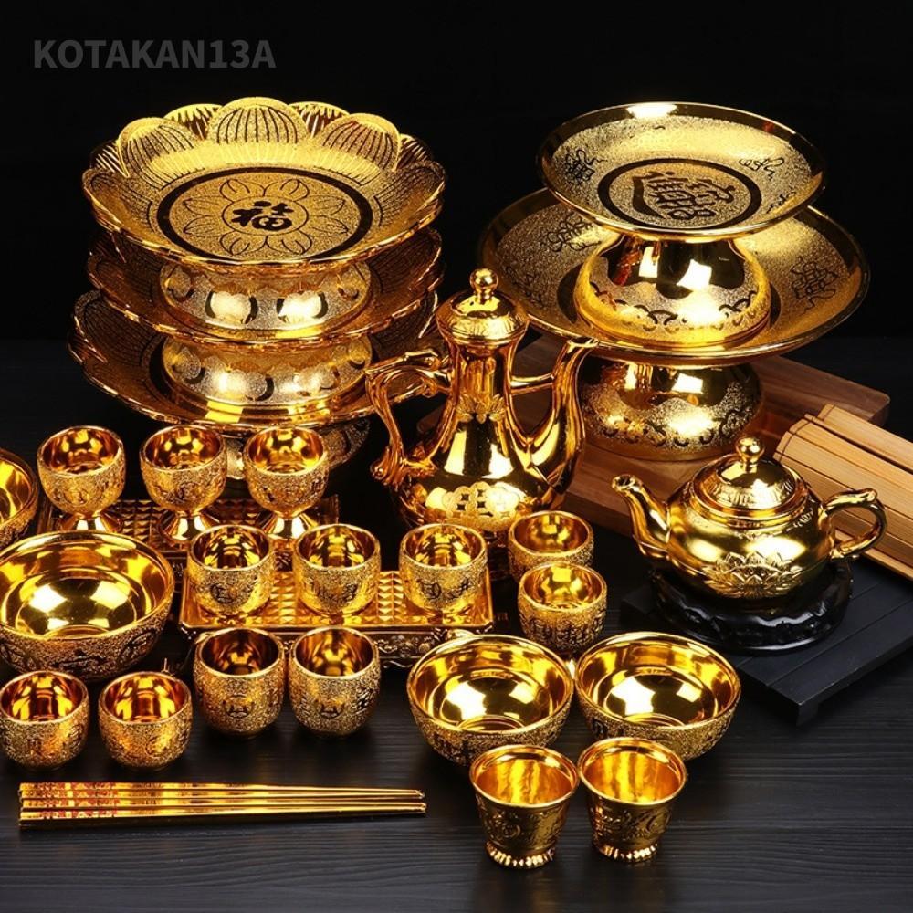 โคทากัน13ก แผ่นเสนอ, เครื่องประดับ, ถาดบัวสีทองวินเทจ, ถาดผลไม้ตกแต่งในครัวเรือนคลาสสิกตกแต่งบ้าน