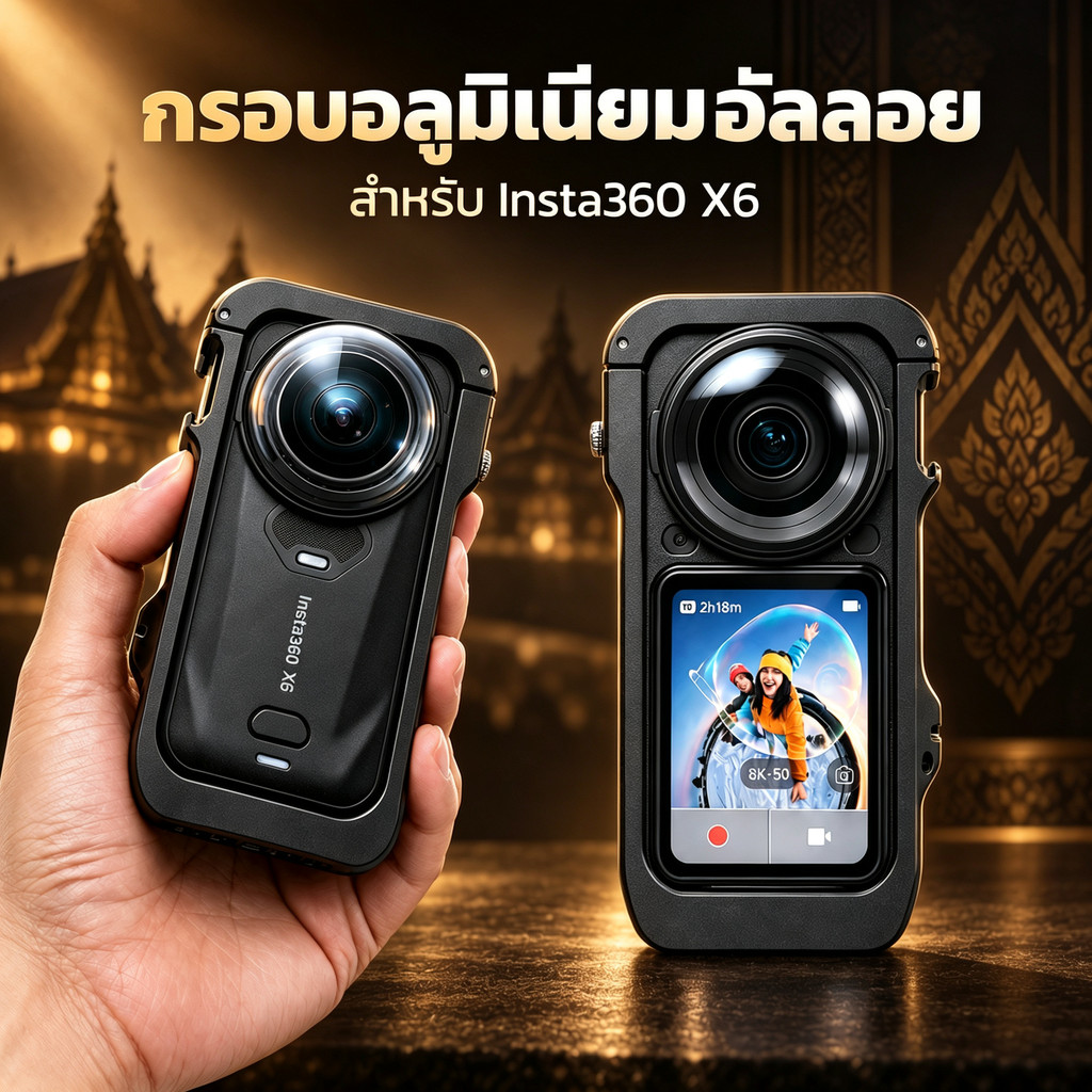 เคส Insta360 X6 อะลูมิเนียมอัลลอย Aluminum Cage กรอบกันกระแทก ถอดเร็วด้วยแม่เหล็ก