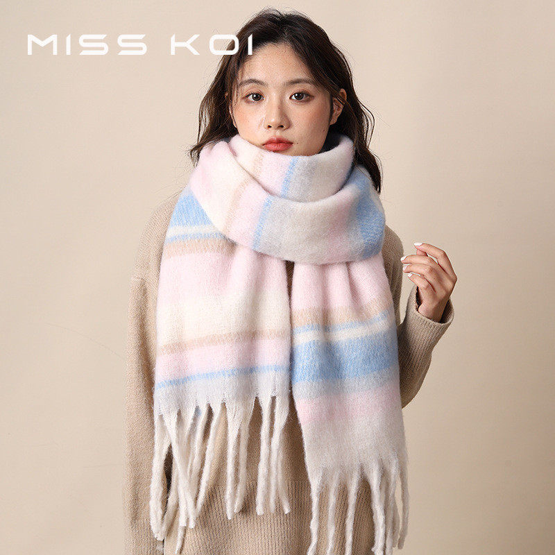 ผ้าพันคอกลม MISSKOI สไตล์เกาหลียอดนิยมสำหรับฤดูหนาว ดีไซน์ใหม่ทุกการแมตช์ วัสดุมอฮาয়เนื้านุ่มๆ