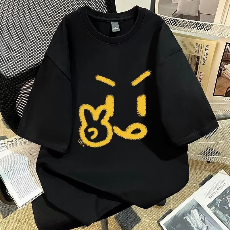 Internet celebrity COD2024Men's tops newins Printed Summer23T Loose Fit New Short Sleeve Simple Tren