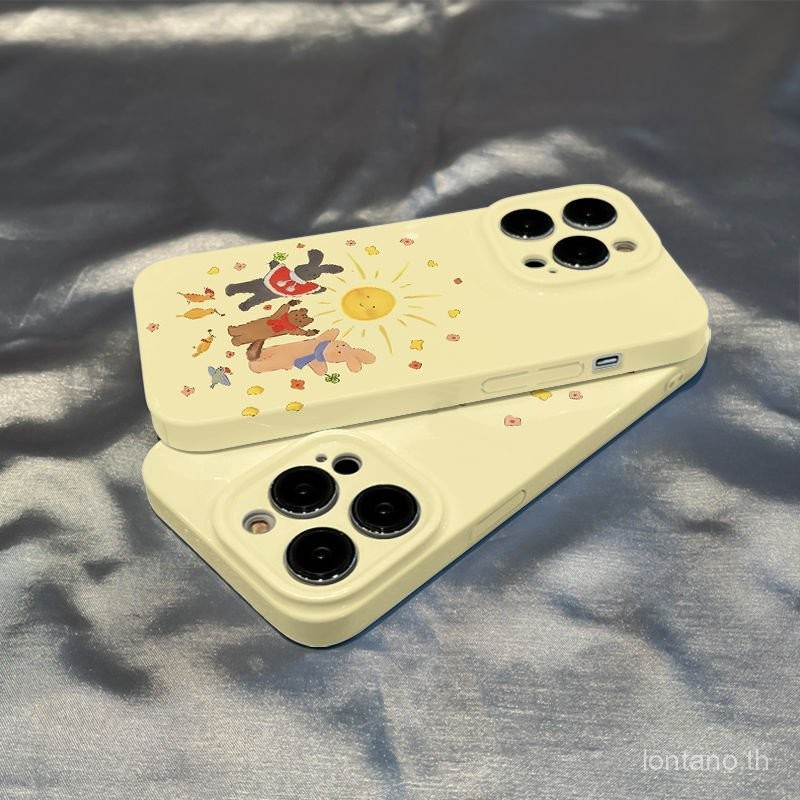 Happy Life Sun Cat กรณีเคสโทรศัพท์ใช้งานร่วมกับ iPhone 17PROMAX 17PRO รวมทุกอย่าง 16 11 15 14 13 12 