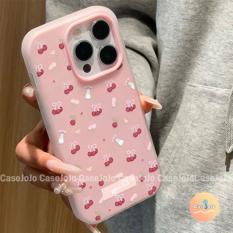เคสโทรศัพท์สำหรับ IPhone 13 14 15 12 11 Pro Max XR 8Plus 7Plus 8 7 11 6 6S Plus SE 2020 X XS Max ฉลากเชอร์รี่สดชื่น
