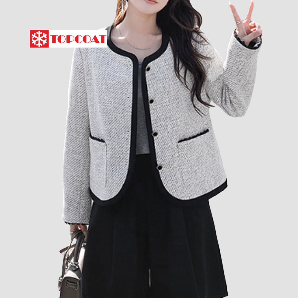 TOPCOAT สูทคลุมผ้าทวิตฟรีไซส์สำหรับผู้หญิง ซับในทั้งตัว ใส่ง่ายสะดวกสบาย (1 ตัว) Freesize