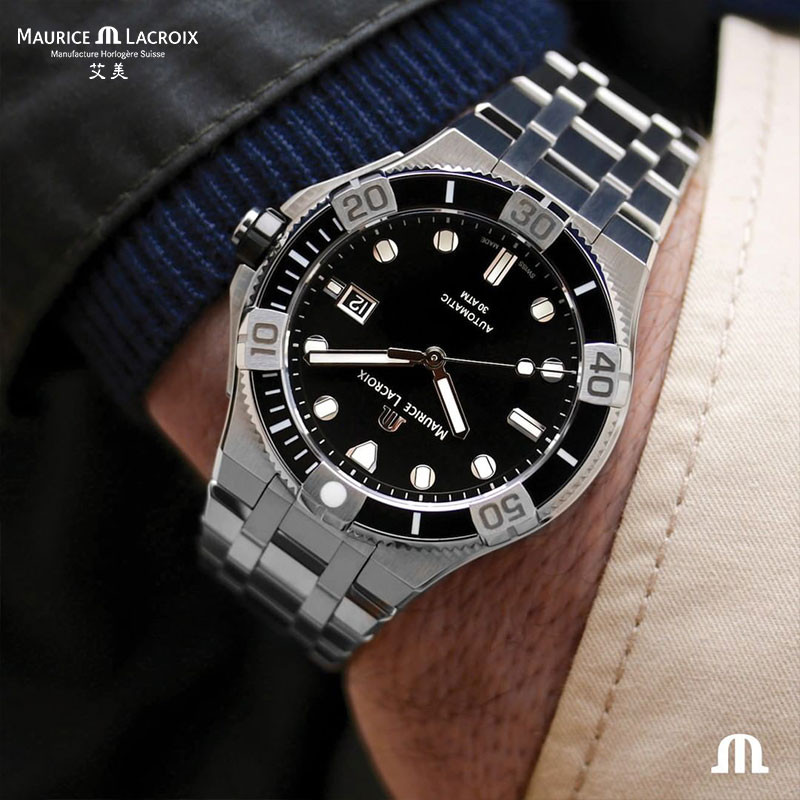 Maurice Lacroix Amy AIKON Series Swiss อย่างเป็นทางการแท้ Deep Sea ดําน้ํานาฬิกา Dual Strap ชาย