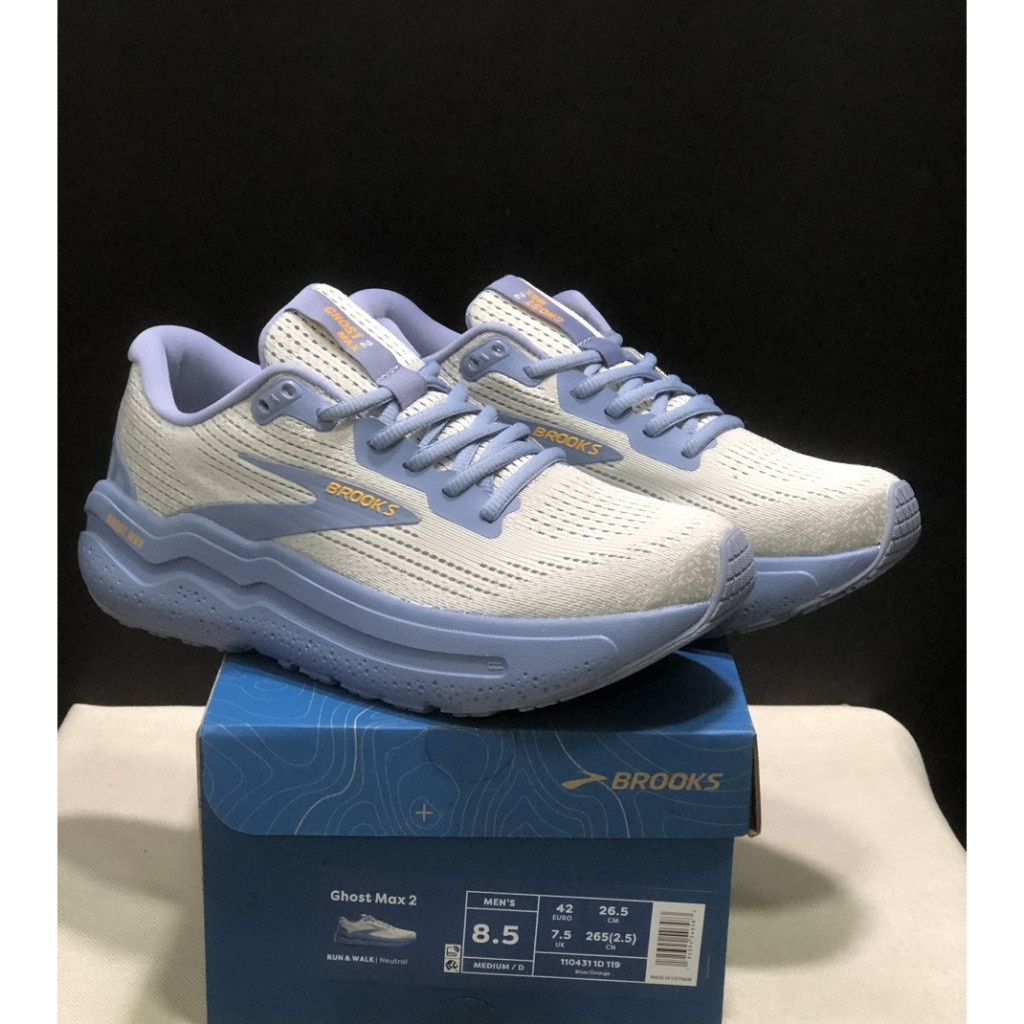 Brooks Ghost Max 2 รองเท้าวิ่งพื้นหนาสำหรับการดูดซับแรงกระแทก แฟชั่นลำลอง YWC2
