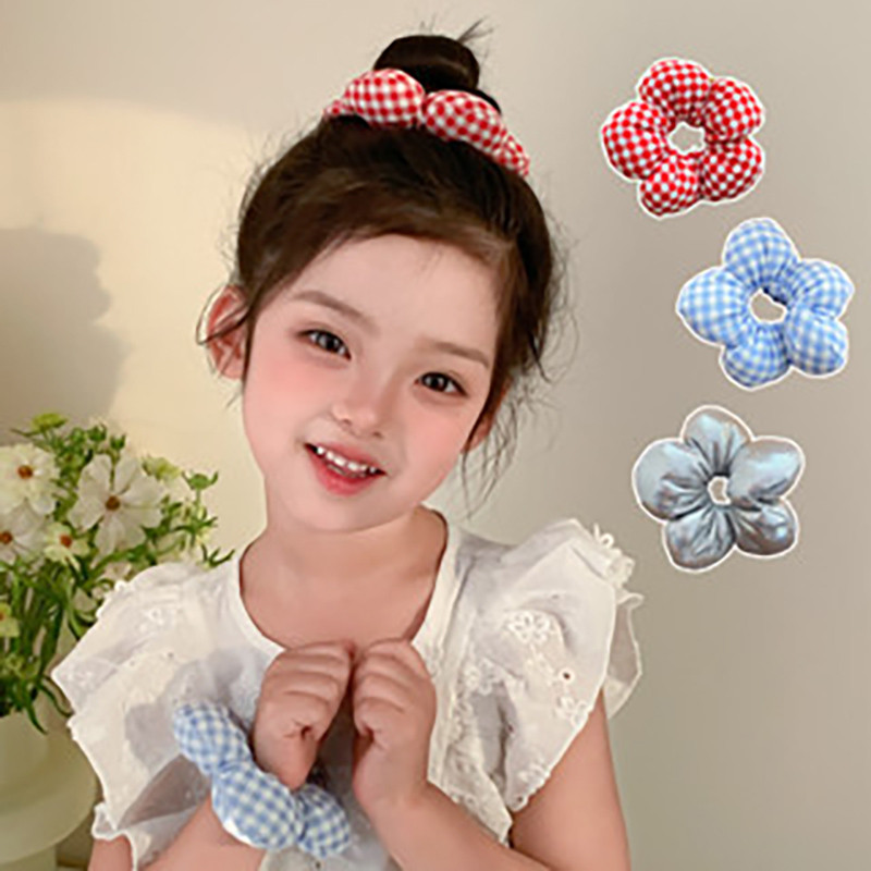 แหวนผม Scrunchie ลายทางและลายดอกไม้ เครื่องประดับผมสไตล์ทันสมัย