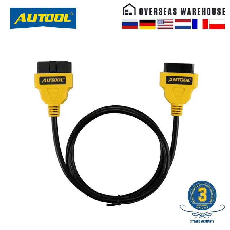 AUTOOL OBD2 16Pin สาย 1.5m รถ OBD เชื่อมต่อขยายอะแดปเตอร์ลวด ELM327 OBD II OBD2 สายไฟเชื่อมต่อ