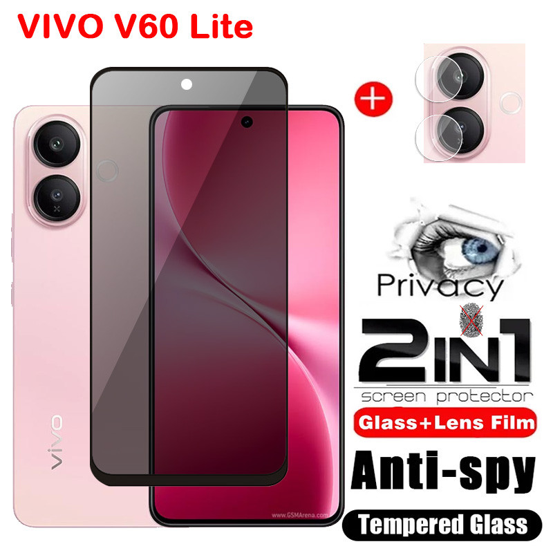 สําหรับ VIVO V60 Lite 4G 5G 2025 ความเป็นส่วนตัวกระจกนิรภัยป้องกันหน้าจอคลุมทั้งหมดฟิล์มป้องกันโทรศัพท์สําหรับ VIVOV60Lite V60Lite เลนส์กล้อง