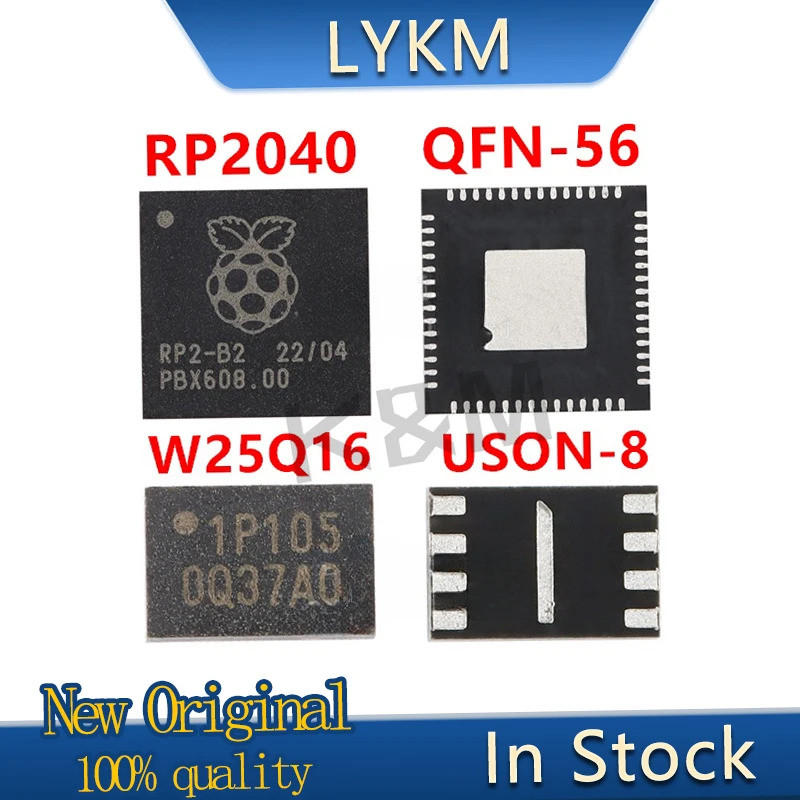 2-5/PCS ใหม่ Original RP2040 Raspberry PI QFN-56 ชิปแขน Cortex-M0 133MHz W25Q16JVUXIQ ในสต็อก O5X2