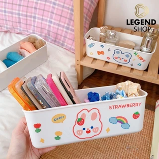 สติ๊กเกอร์ฟรี 2ชิ้น กล่องเก็บของใช้ส่วนตัว กล่องจัดระเบียบมินิมอล กล่องเก็บเครื่องสำอาง ของใช้จิปาถะ ตะกร้าเก็บของสารพัด