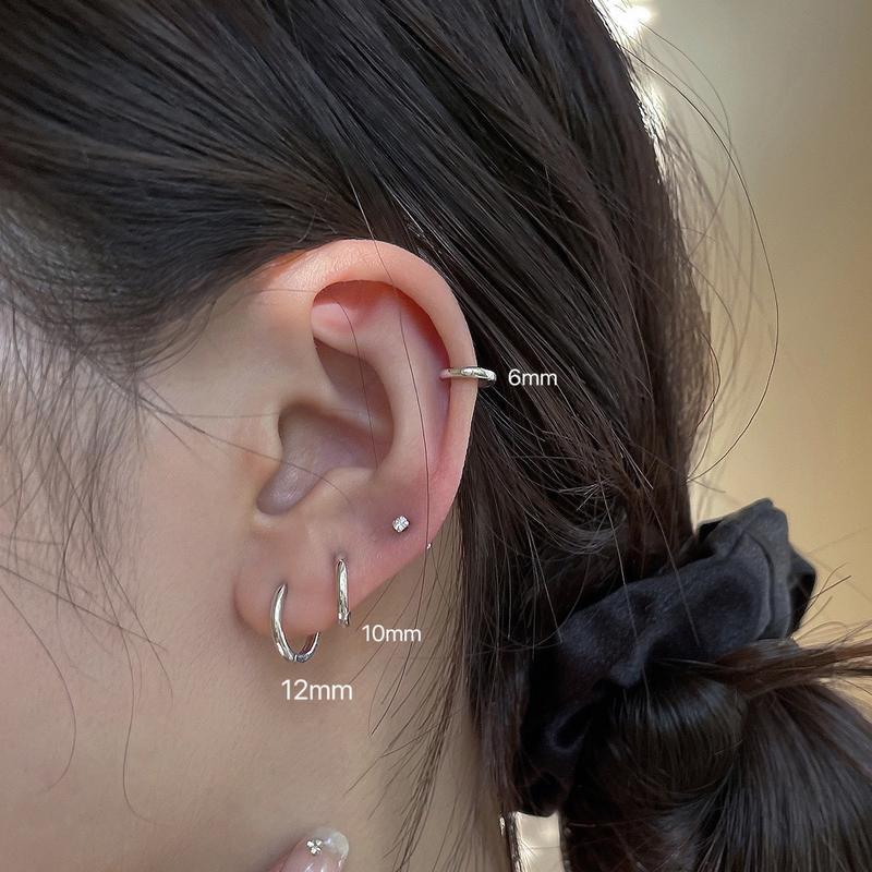 [ได้รับการรับรองเงินแท้] Suwan.na.shopต่างหู ต่างหูห่วง ต่างหูห่วงแบบหนา