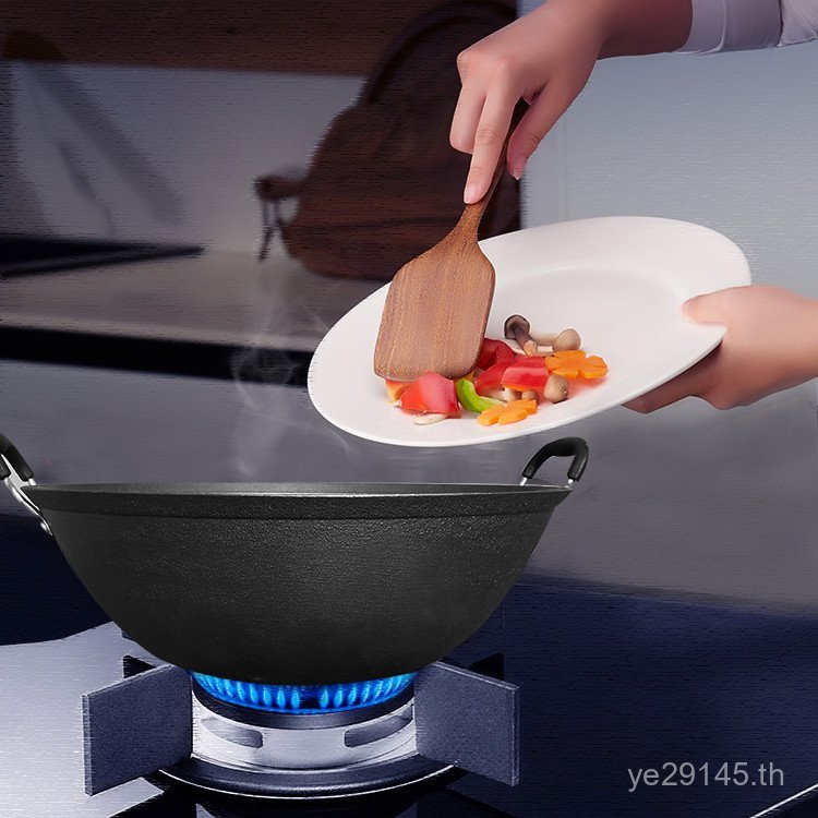 Double-Eared Kings Non-Stick PAN กระทะเหล็กหล่อหมูเหล็กเตาแก๊สสมัยเก่ากระทะไม่เคลือบกระทะกระทะในครัว