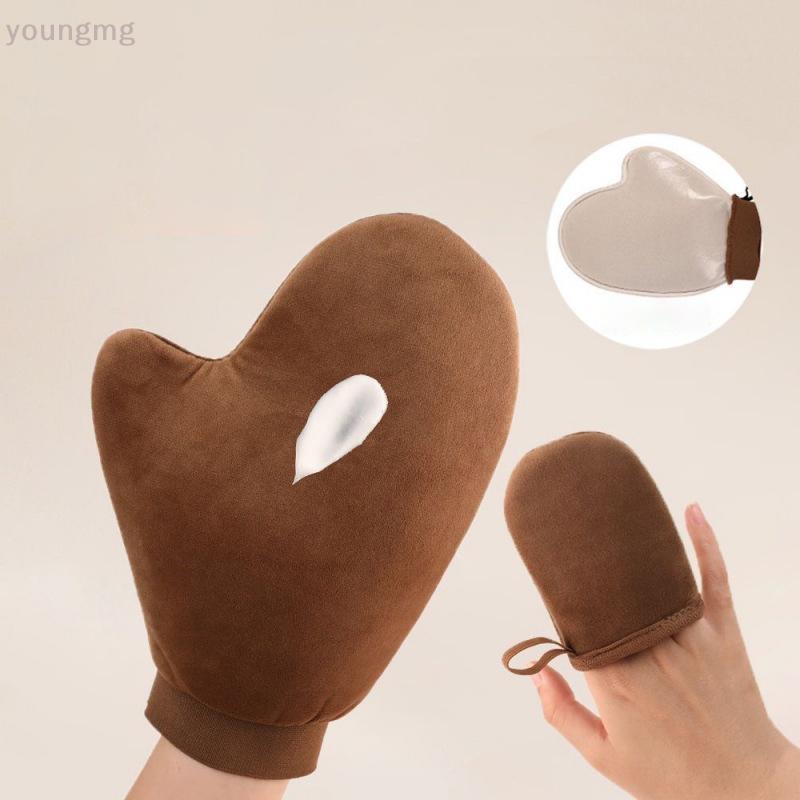 [YG] Body Lotion ถุงมือ Self-Tning Mitt สองด้านป้องกันมือเหนียว Applicator แห้งเร็ว Flocking ถุงมือแต่งหน้า Applicator TH