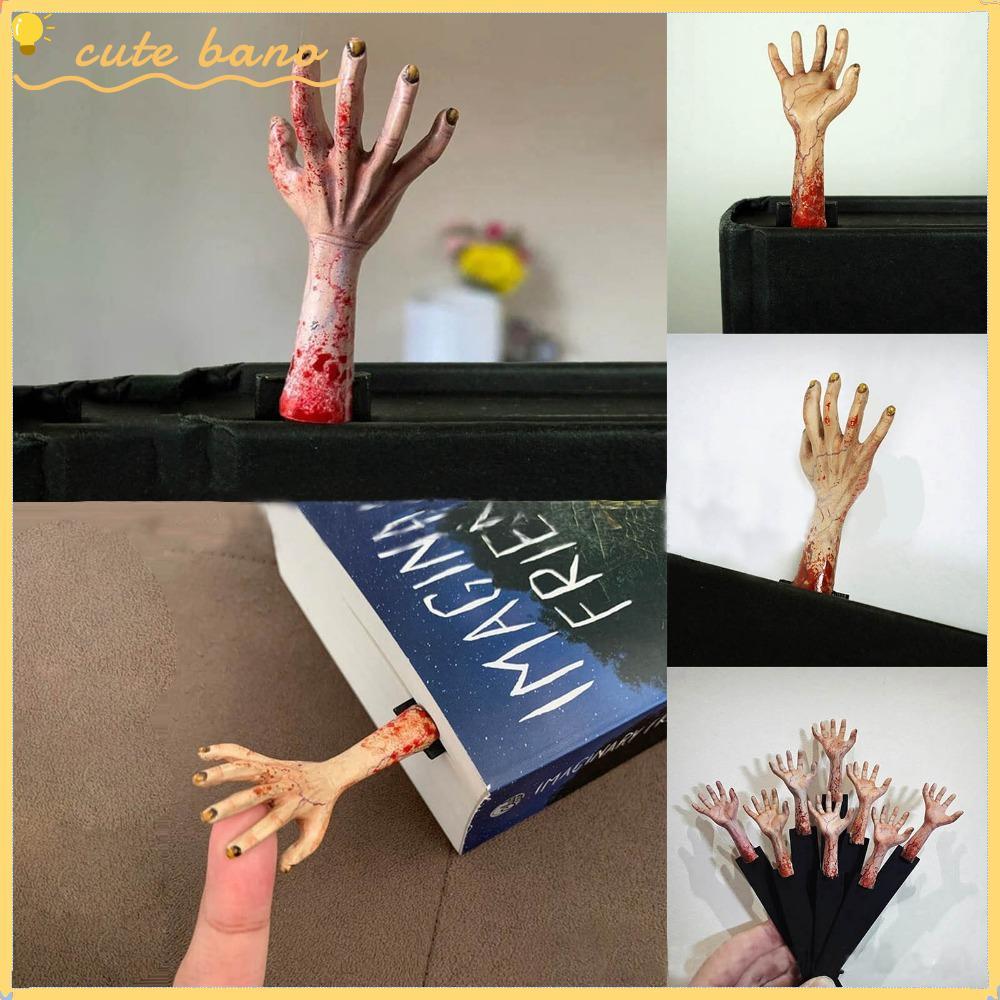 BANO Bloody Hand Bookmark, Hand Shape Book Marking Terror Bookmark,ตลกAterriifyingบรรยากาศเรซิ่นZomb