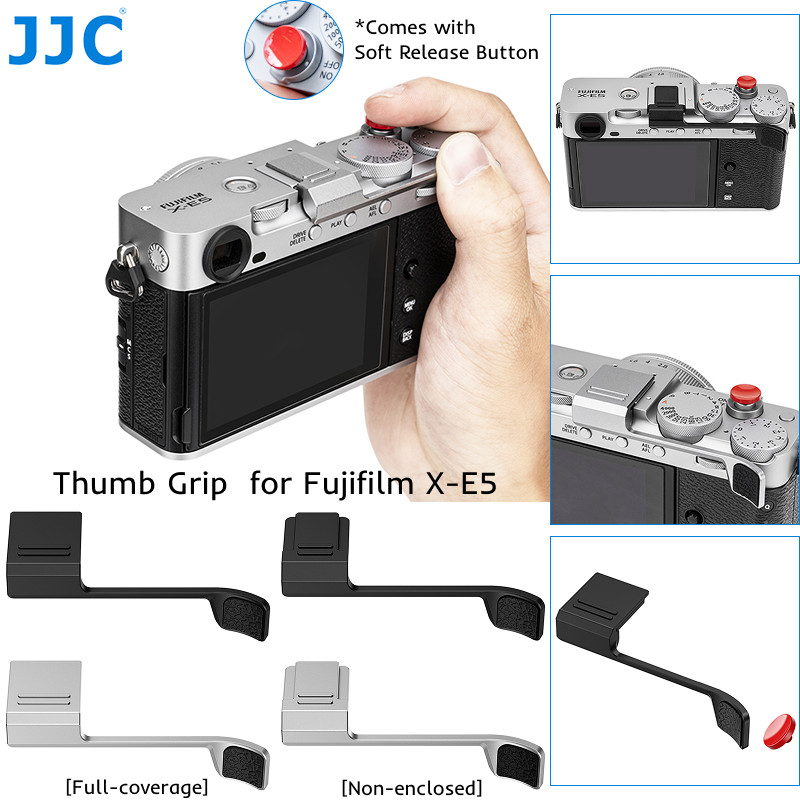 JJC Fuji XE5 Thumb Grip สําหรับกล้อง Fujifilm X-E5 XE5, กล้องรองเท้าร้อนจับโลหะนิ้วพร้อมปุ่มชัตเตอร์