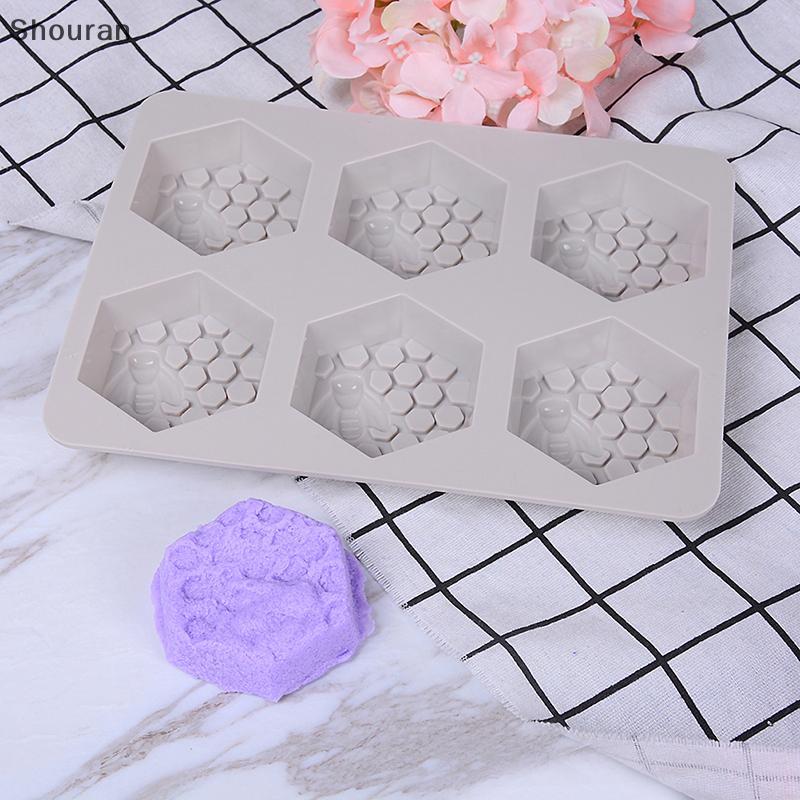 (niangben888) 1 Pc 6 Cavity Silicone Bee Hive Decor Handmade Soap Mould Resin Mold [ใหม่]