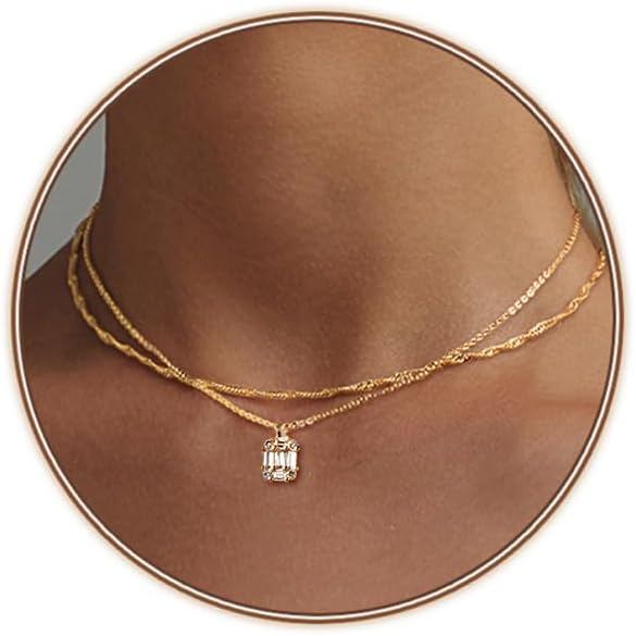 Zeffy สร้อยคอเพชร CZ 18K Gold Plated สำหรับผู้หญิง อินเทรนด์ และเป็นของขวัญที่ดี