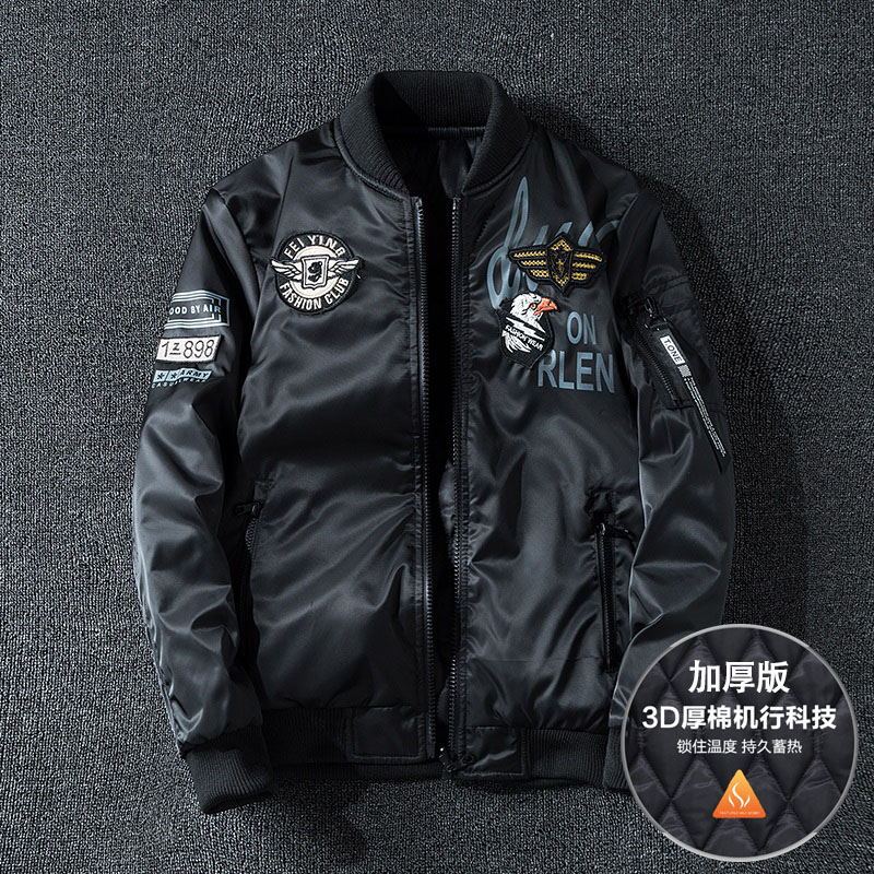 เสื้อแจ็คเก็ตผู้ชาย MA1 Bomber Jacket Street Wear Casual Coach Autumn Winter Plus Cotton Plus Size O