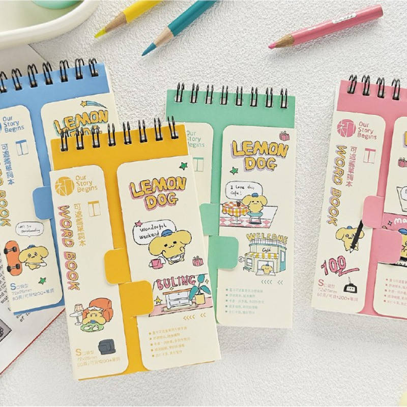 สมุดโน๊ตหวานและน่ารัก A7 หนังสือคําที่มีปกได้ แบบพกพา Journal