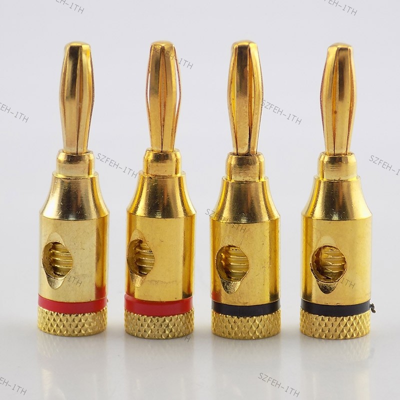 2 ชิ้น Gold-Plated Connector 4 มม.กล้วยปลั๊กทองแดงเสียงดนตรีลําโพงสาย Pin Connectors อุปกรณ์เสริม F3
