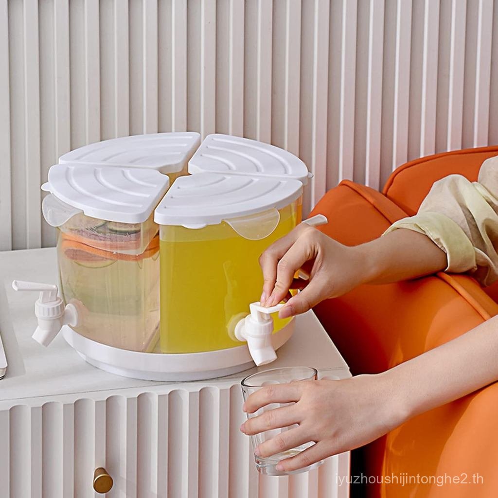 Beverage Dispenser for Fridge, 5.5 L/1.5 Gallon Rotating Plastic Drink Dispenser with Spigot 4 Grids