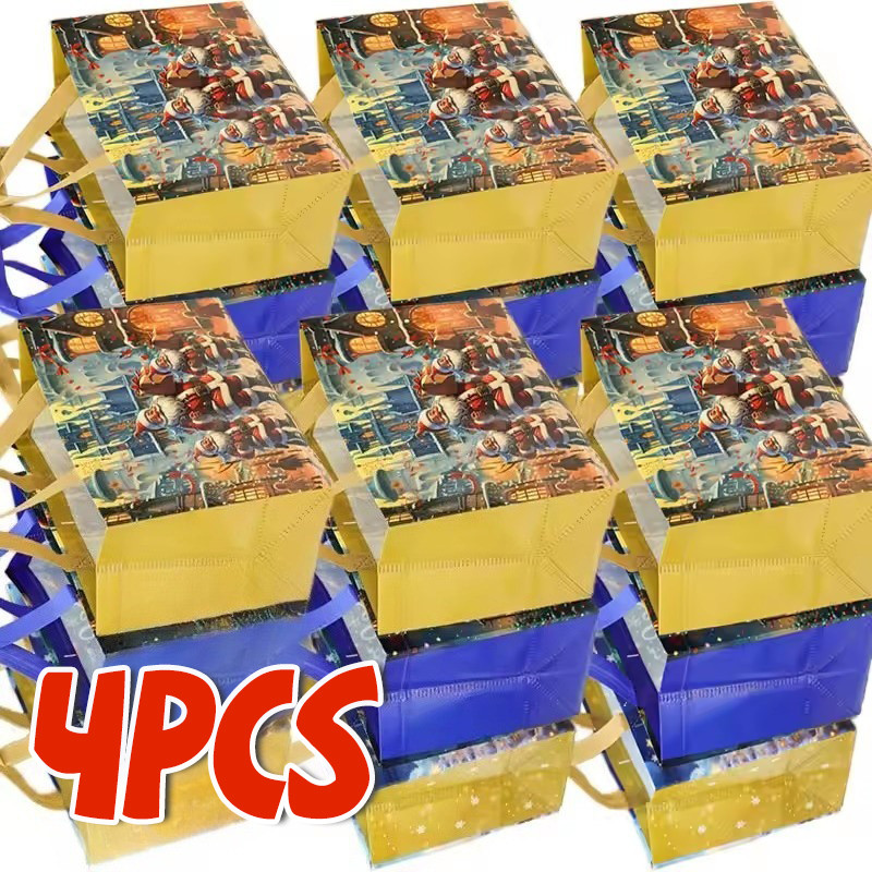 กระเป๋าถือไม่ทอเทศกาลคริสต์มาส - ถุงบรรจุของขวัญการ์ตูนซีรีส์คริสต์มาส - ความจุขนาดใหญ่