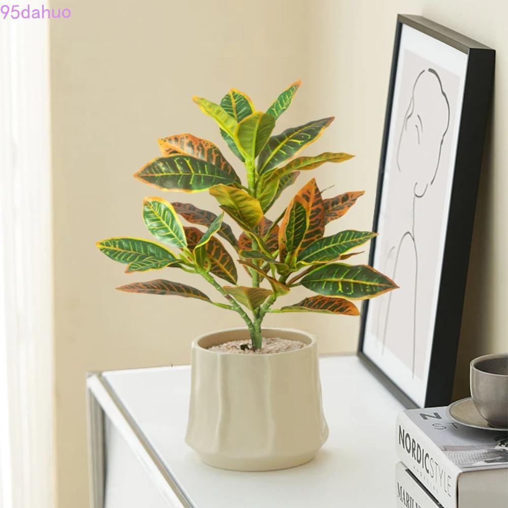 DAHUO ประดิษฐ์ Ficus Tree, 35 ใบขนาดใหญ่ Tropical Banyan Tree, จําลองพืชเหมือนจริงพลาสติกปลอม Ficus 