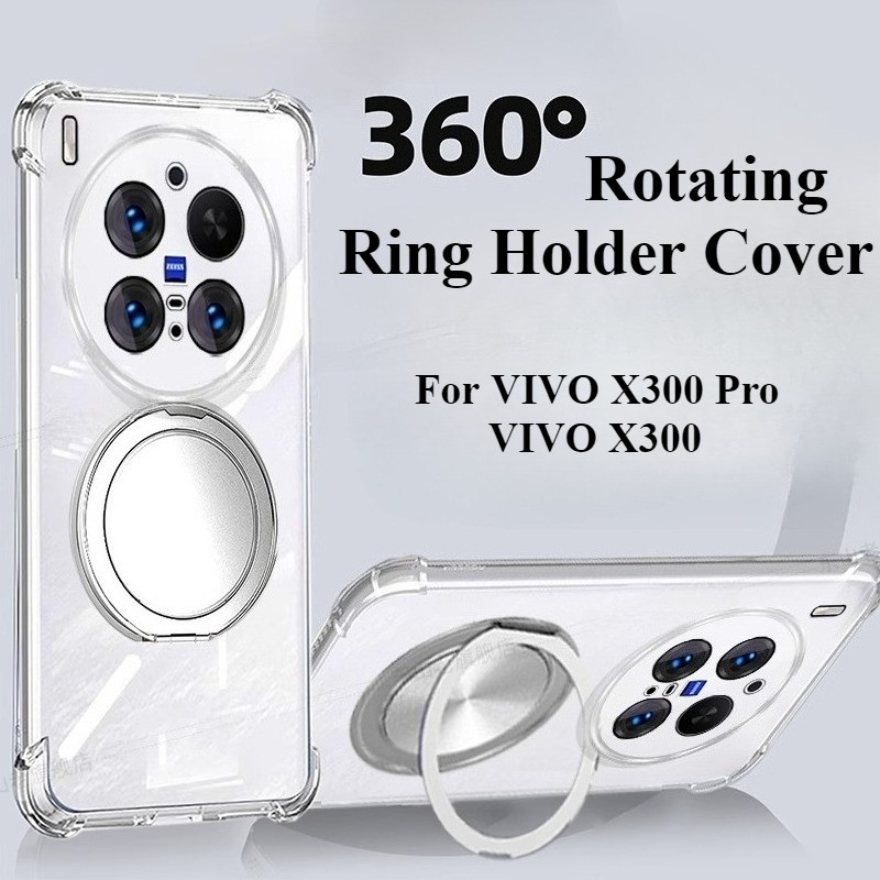 360° หมุนผู้ถือแหวนแม่เหล็กซิลิโคนอ่อนนุ่มสําหรับ VIVO X300 X300Pro ถุงลมนิรภัยแม่เหล็ก TPU เคสกันกระแทก Shell